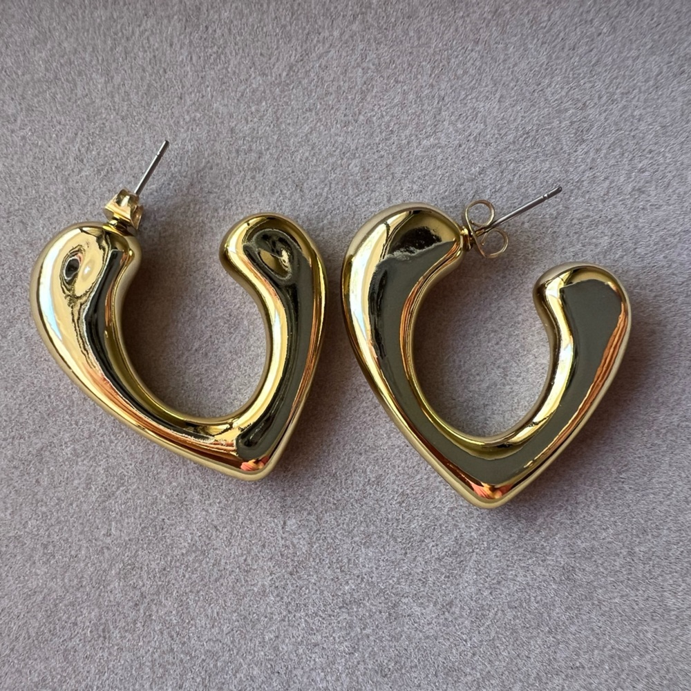 Gold Heart-Shaped Earrings
